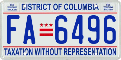 DC license plate FA6496