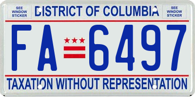 DC license plate FA6497