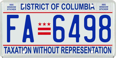 DC license plate FA6498