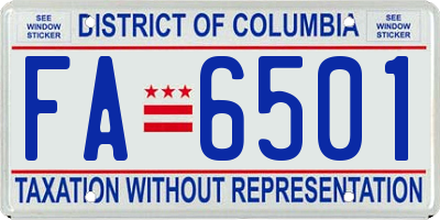 DC license plate FA6501