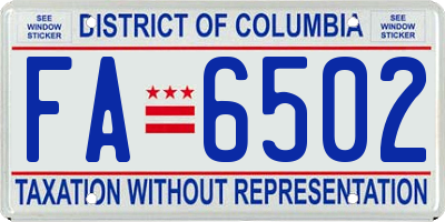 DC license plate FA6502