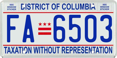 DC license plate FA6503