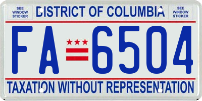 DC license plate FA6504