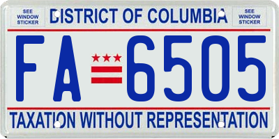 DC license plate FA6505