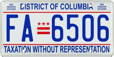 DC license plate FA6506