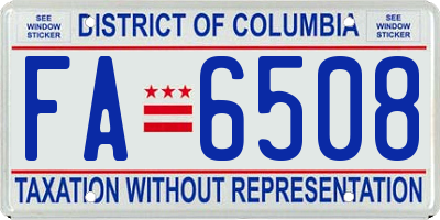 DC license plate FA6508