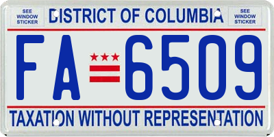 DC license plate FA6509