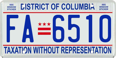 DC license plate FA6510