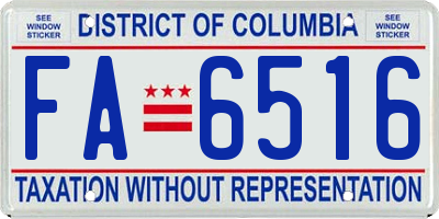 DC license plate FA6516