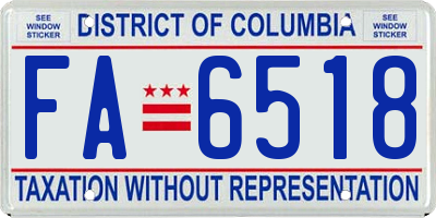 DC license plate FA6518