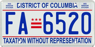 DC license plate FA6520