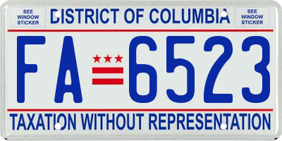 DC license plate FA6523