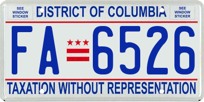 DC license plate FA6526