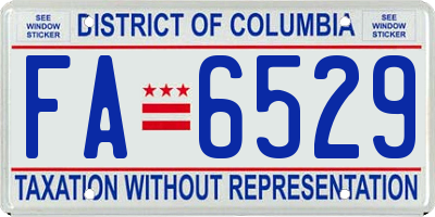 DC license plate FA6529