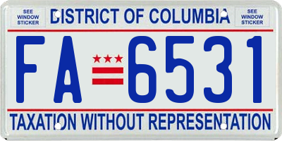 DC license plate FA6531