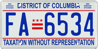 DC license plate FA6534