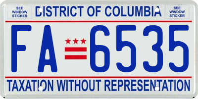 DC license plate FA6535