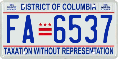 DC license plate FA6537