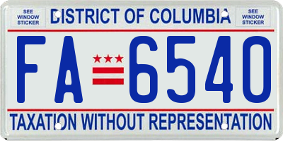 DC license plate FA6540