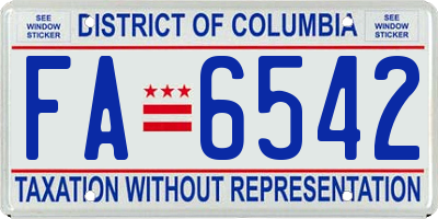 DC license plate FA6542