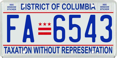 DC license plate FA6543