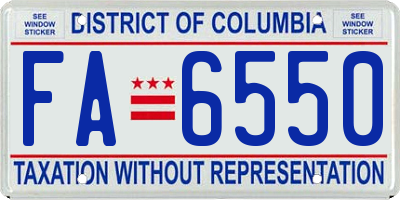 DC license plate FA6550