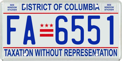 DC license plate FA6551