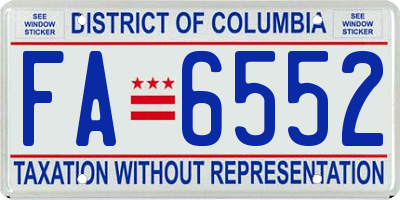 DC license plate FA6552