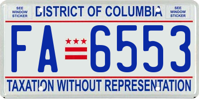 DC license plate FA6553