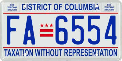 DC license plate FA6554