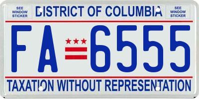 DC license plate FA6555