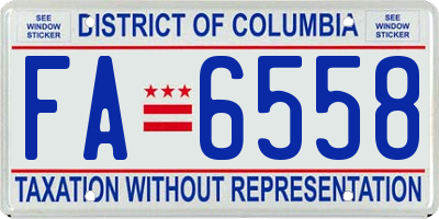 DC license plate FA6558