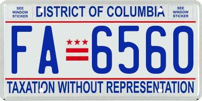 DC license plate FA6560