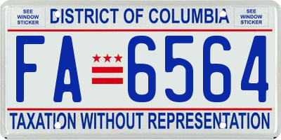 DC license plate FA6564