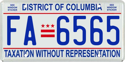 DC license plate FA6565