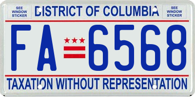 DC license plate FA6568