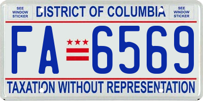 DC license plate FA6569