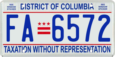 DC license plate FA6572