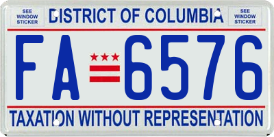 DC license plate FA6576