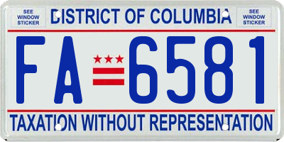 DC license plate FA6581