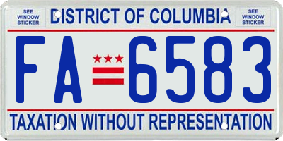 DC license plate FA6583