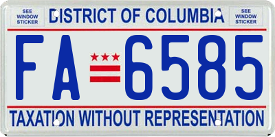 DC license plate FA6585