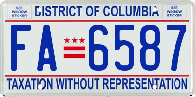 DC license plate FA6587