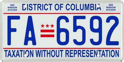 DC license plate FA6592