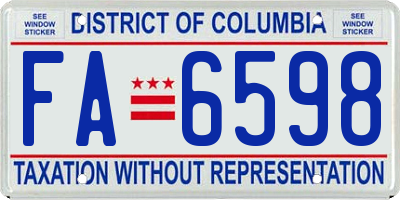 DC license plate FA6598