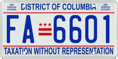 DC license plate FA6601