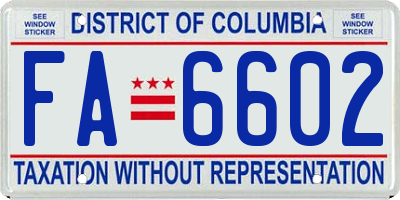 DC license plate FA6602