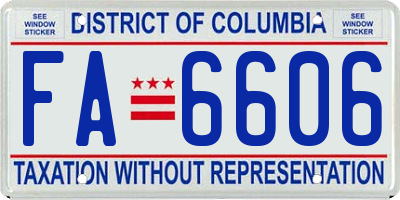 DC license plate FA6606