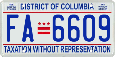 DC license plate FA6609