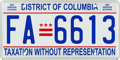 DC license plate FA6613